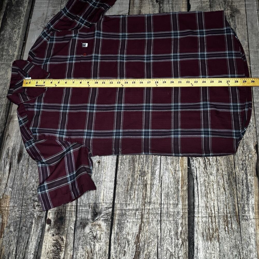 DC Shoes Flannel Plaid Herringbone Button Up Shirt Men's Medium Burgundy Skate - Picture 6 of 9